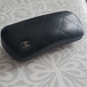 Chanel Black Quilted Leather Sunglasses Glasses Hard Case